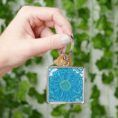 Porte-clés Gerbera Daisy Block Imprimer - bleu marine (main)