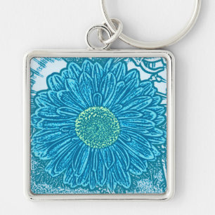 Porte-clés Gerbera Daisy Block Imprimer - bleu marine