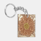 Porte-clés Gerbera Daisy Block Imprimer - brun et bronze (Devant gauche)