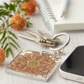 Porte-clés Gerbera Daisy Block Imprimer - brun et bronze (Devant Droit)