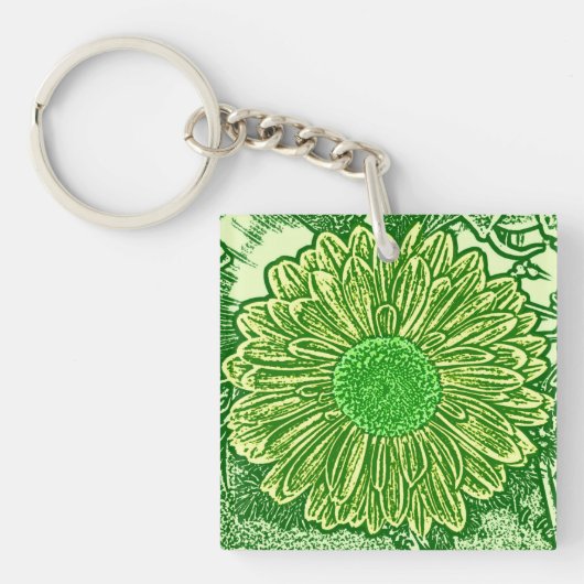 Porte-clés Gerbera Daisy Block Imprimer - vert citron (Devant)