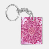 Porte-clés Gerbera Daisy Block Print - nuances roses (Devant gauche)