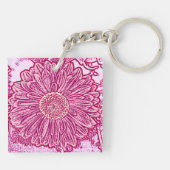 Porte-clés Gerbera Daisy Block Print - nuances roses (Dos)