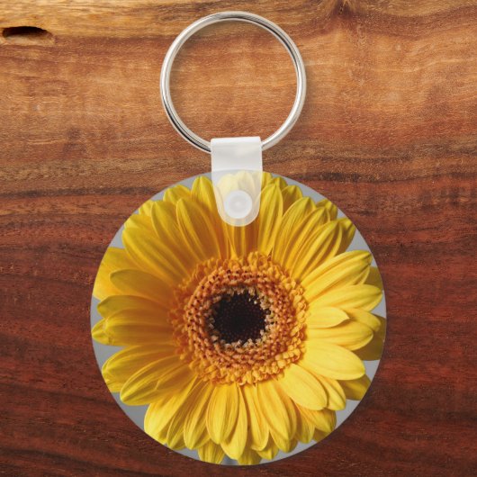 Porte-clés Gerbera jaune soleil (Recto)