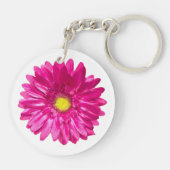 Porte-clés Gerbera rose marguerite chic floral rond (Dos)
