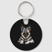 Porte-clés German Shepherd American Flag Sungles Patriotic (Recto)