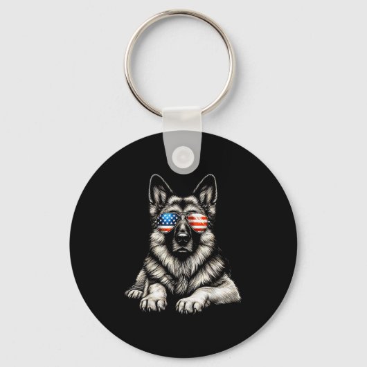 Porte-clés German Shepherd American Flag Sungles Patriotic (Recto)
