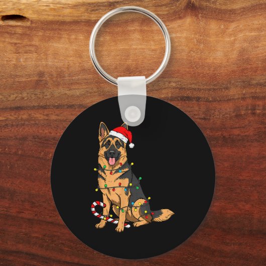 Porte-clés German Shepherd Dog Christmas Lights Xmas Pet Dog (Recto)
