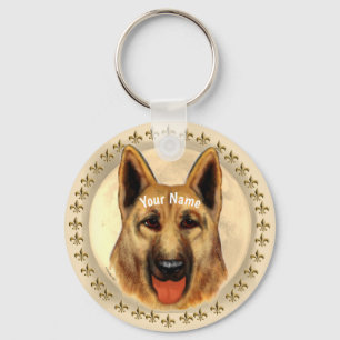Porte-clés German Shepherd nom personnalisé