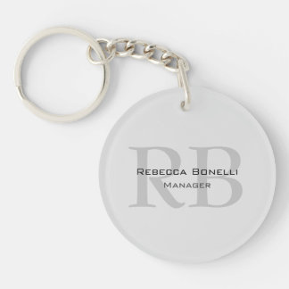 Porte-clés Gestionnaire de monogrammes gris blanc arrondi