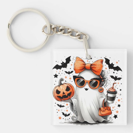 Porte-clés Ghost d'Halloween drôle (Devant)