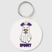 Porte-clés Ghost d'Halloween mignon mais Éffrayant tenant un (Recto)