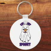 Porte-clés Ghost d'Halloween mignon mais Éffrayant tenant un (Recto)