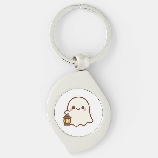 Porte-clés Ghost Kawaii avec lanterne - Design d'esprit migno (Devant)