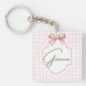 Porte-clés Gianna Baby Girl Nursery Bow&En vichy personnalisé (Devant)