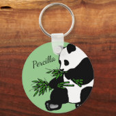 Porte-clés Giant Panda Eats Bamboo Name (Recto)