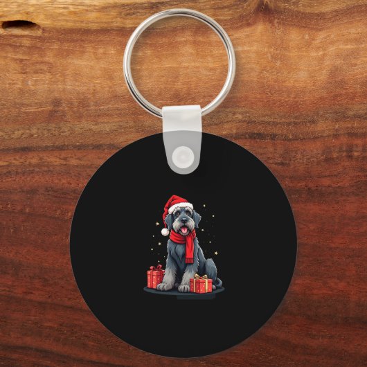 Porte-clés Giant Schnauzer Chien Fêtes de Noël Vacances Sant (Recto)