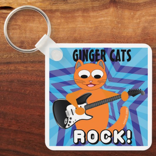 Porte-clés Ginger Cats Rock ! Chat guitare (Recto)
