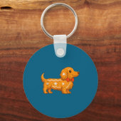 Porte-clés Gingerbread Long Hair Dachshund Christmas Pajama T (Recto)