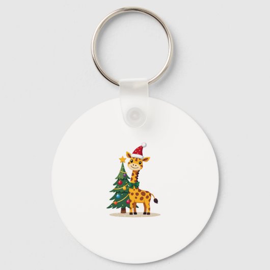 Porte-clés Gingerbread Man Giraffe Santa Hat Christmas Tree T (Recto)