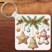 Porte-clés Gingerbread Star, Bell, Snowman (Recto)