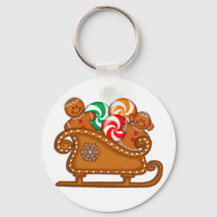 Porte-clés GINGERPREAD KIDS, COOKIES & SLEIGH par SHARON SHAR