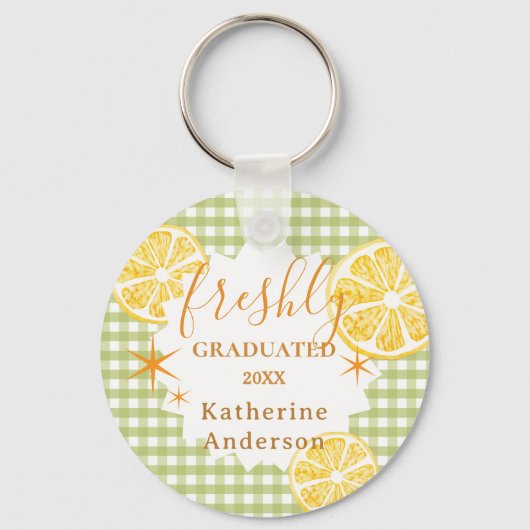 Porte-clés Gingham Citron Fraîchement Diplômé (Recto)