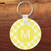 Porte-clés Gingham Classique Jaune Clair à Monogramme (Recto)