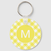 Porte-clés Gingham Classique Jaune Clair à Monogramme (Verso)