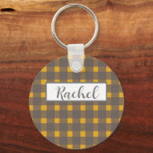 Porte-clés Gingham Gris Jaune Rustique (Recto)