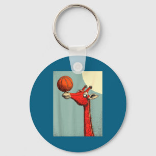 Porte-clés Girafe Animale Drôle Basketball Minimaliste Mignon