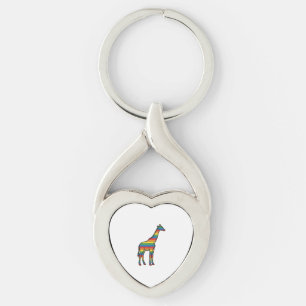 Porte-clés Girafe Arc-en-Ciel Gravure Vintage Vector Design_1