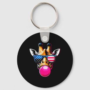 Porte-clés Girafe Avec Des Gles Usa Et 4 juillet Bubblegum