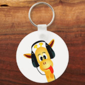 Porte-clés girafe drôle avec casque (Recto)