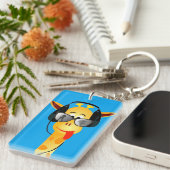 Porte-clés girafe drôle avec des verres d'été d'écouteurs (Devant droit)