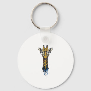 Porte-clés Girafe Gravé Vintage Avec Design De Lunettes_1