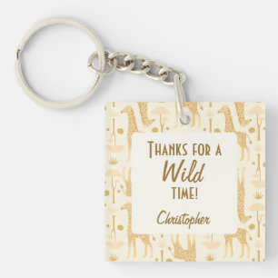 Porte-clés Girafe jaune neutre Safari Wild One Favor