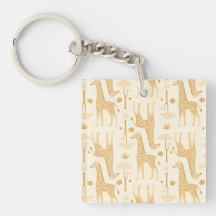 Porte-clés Girafes dans la savane en jaune