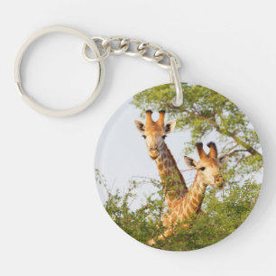 Porte-clés Girafes dépassant de la végétation