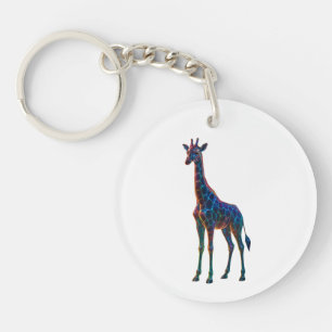 Porte-clés Giraffe Art en verre arc-en-ciel