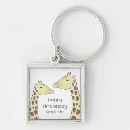Porte-clés Giraffe Couple Mariage Anniversaire (Devant)