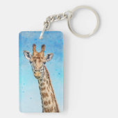 Porte-clés Giraffe curieuse avec Ciel de Confetti Bleu (Dos)