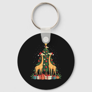 Porte-clés Giraffe de Noël Amateurs de girafe Noël Noël Ho