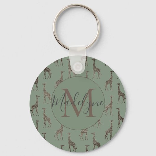 Porte-clés Giraffe d'or sur Sage Green (Recto)