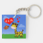 Porte-clés Giraffe et papillon en amour (Dos)