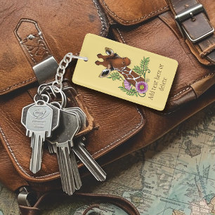 Porte-clés Giraffe Fleurs de Portrait Jaunes