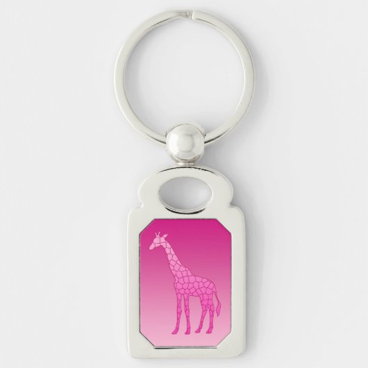 Porte-clés Giraffe géométrique moderne, Fuchsia et rose clair (Devant)