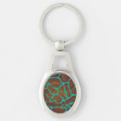 Porte-clés Giraffe Impression Brown et Turquoise (Devant)