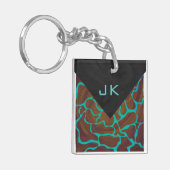 Porte-clés Giraffe Impression Brown et Turquoise (Devant gauche)