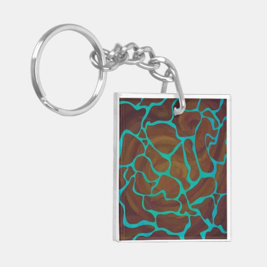 Porte-clés Giraffe Impression Brown et Turquoise (Devant gauche)